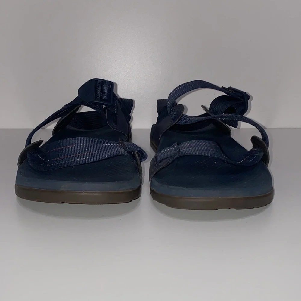Chaco Low Down Outdoor Hiking Sandals in Blue and Orange Stripes